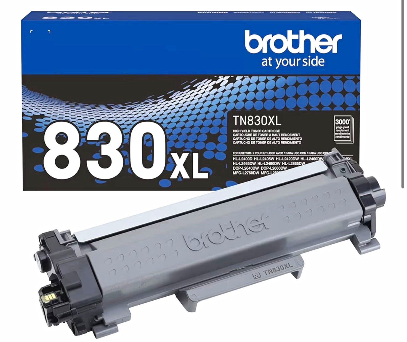 Brother TN830XL Black High Yield Laser Toner for HL-L2400D HL-L2460DW