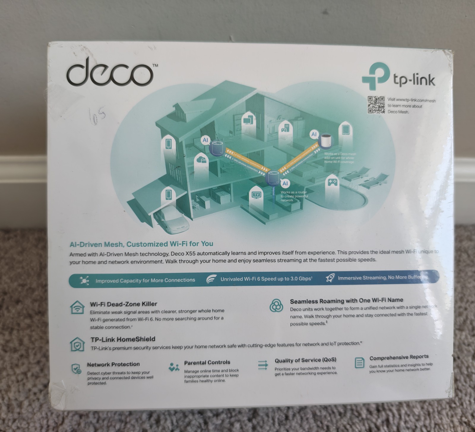 Brand New Sealed TP-Link Deco X55 AX3000 Whole Home Mesh Wi-Fi 6 Router (1-Pack)