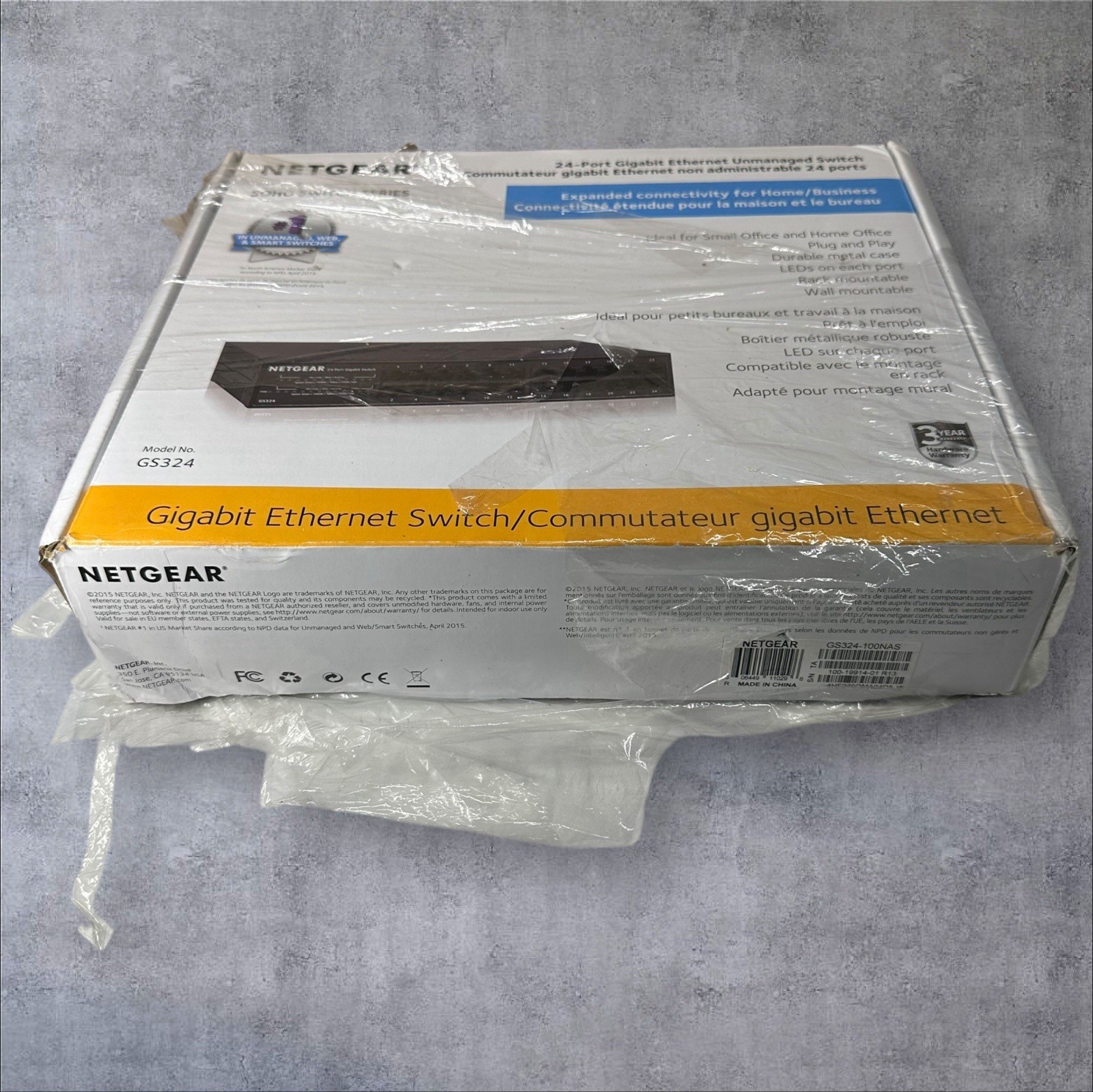 NETGEAR GS324 24 Port Unmanaged Gigabit Ethernet Switch - Black - New/Read