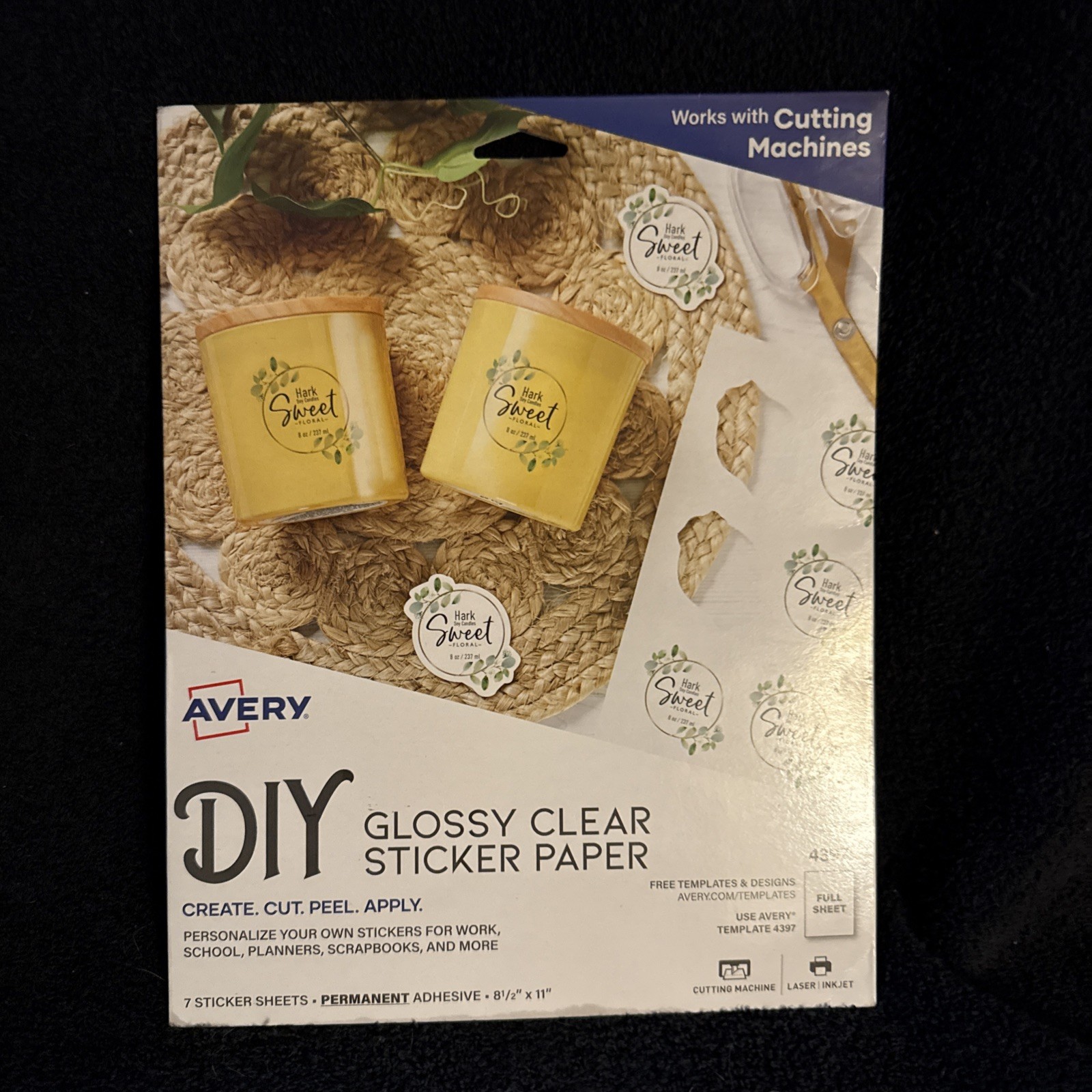 Avery Printable Sticker Paper, 8.5" x 11", Laser Inkjet Printer Glossy Clear new