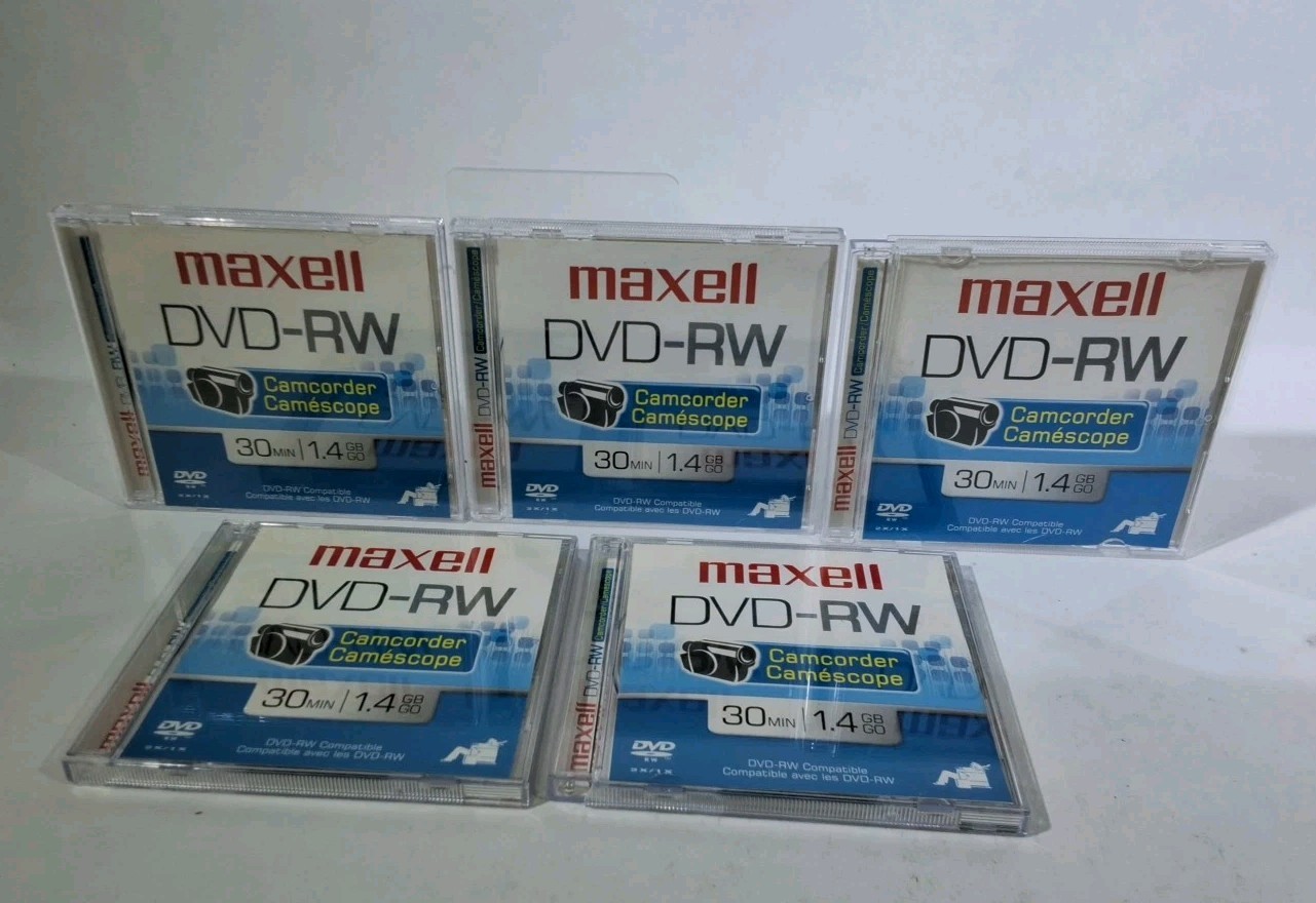 OPEN BOX Maxell DVD-RW Camcorder Rewritable Discs a lot 5 See description.