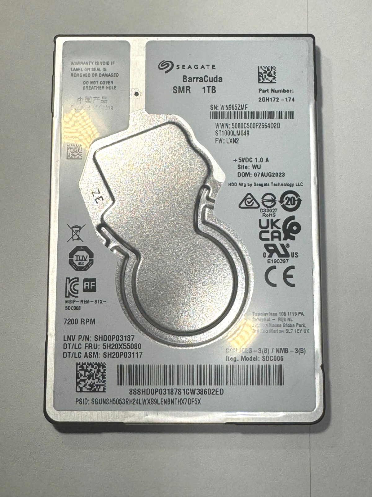 Seagate BarraCuda Pro ST1000LM049 2.5 7.200RPM 1TB SATA HDD Used 9 days