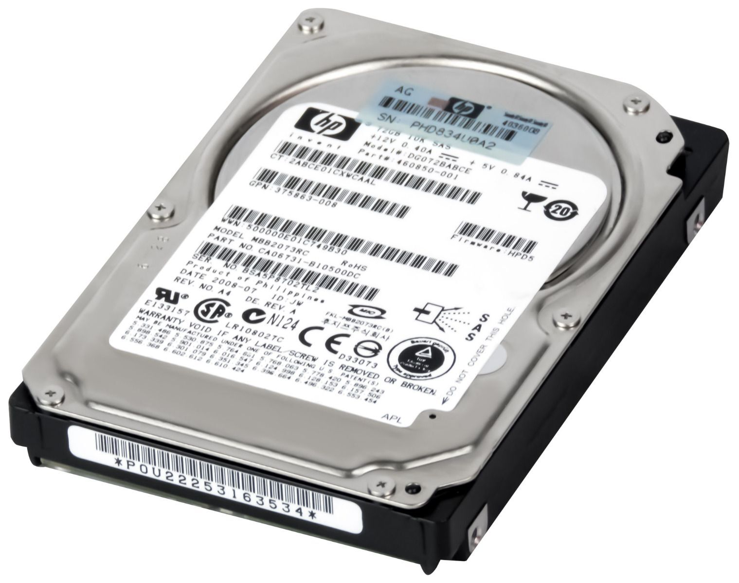 HARD DRIVE HP 460850-001 DG072BABCE 72GB 10K 16MB SAS 2.5''