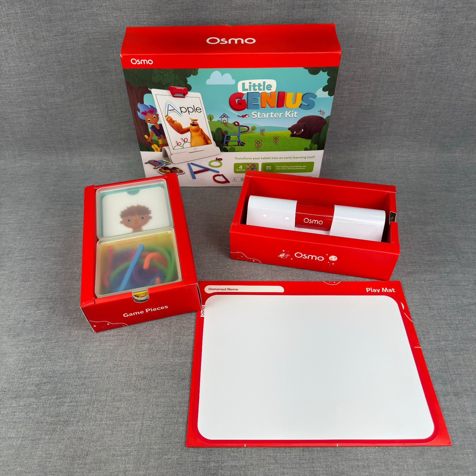 Osmo Little Genius Starter Kit iPad Ages 3-5 Complete Base Pieces Set