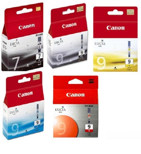 Set of 5 Genuine Canon 7 & 9 Inkjet Cartridges PGI-9 PGI-7 - SEALED BAG
