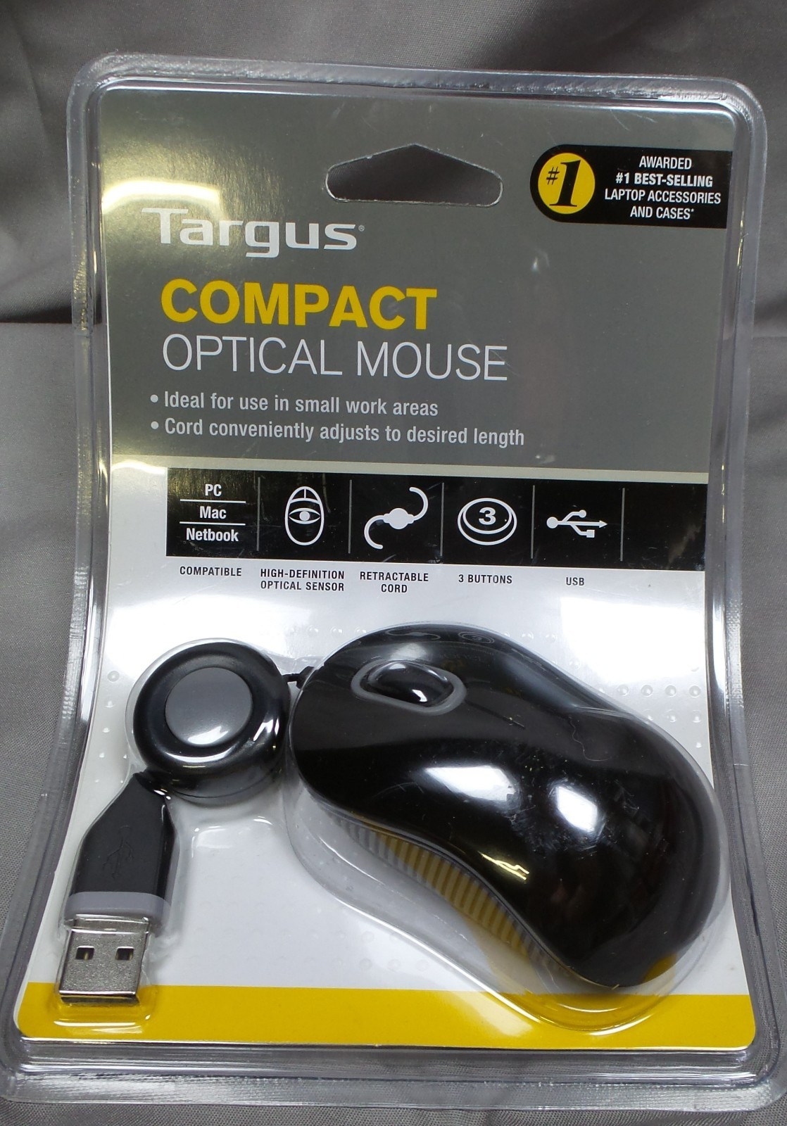 Targus Compact Retractable USB wired Mouse AMU75US  Mouse PC MAC  - Sealed NEW