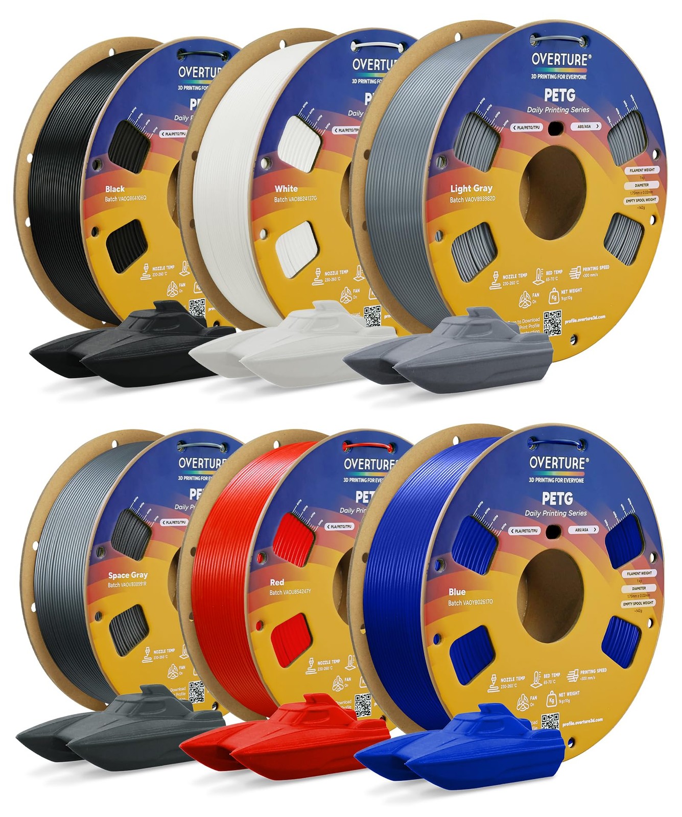 6kg Bundle PETG 3D Printer Filament - 6-Pack (1.75mm)