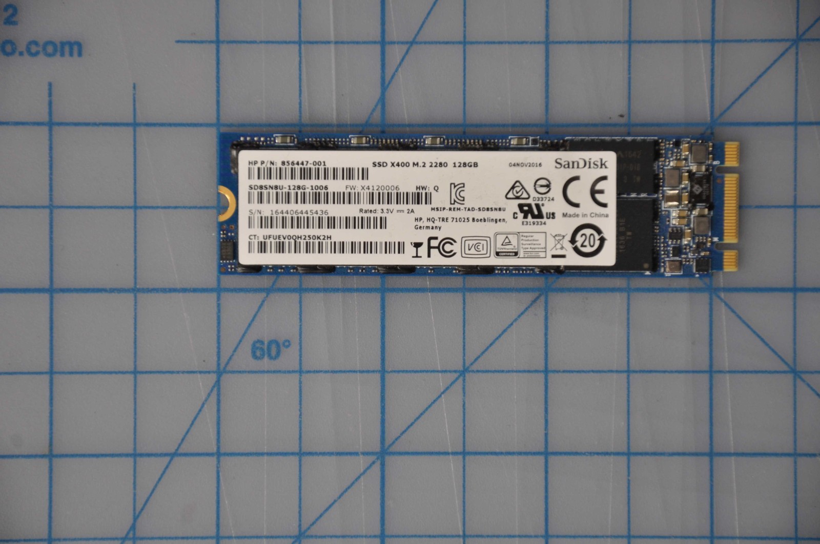HP SSD 128GB, M.2, 2280, SATA, X400, SAND USED 856447-001