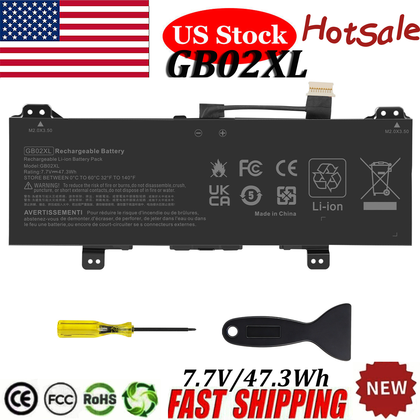 47Wh GB02XL Battery for HP Chromebook 11 G2 EE L42583-005 HSTNN-IB8W L42583-002