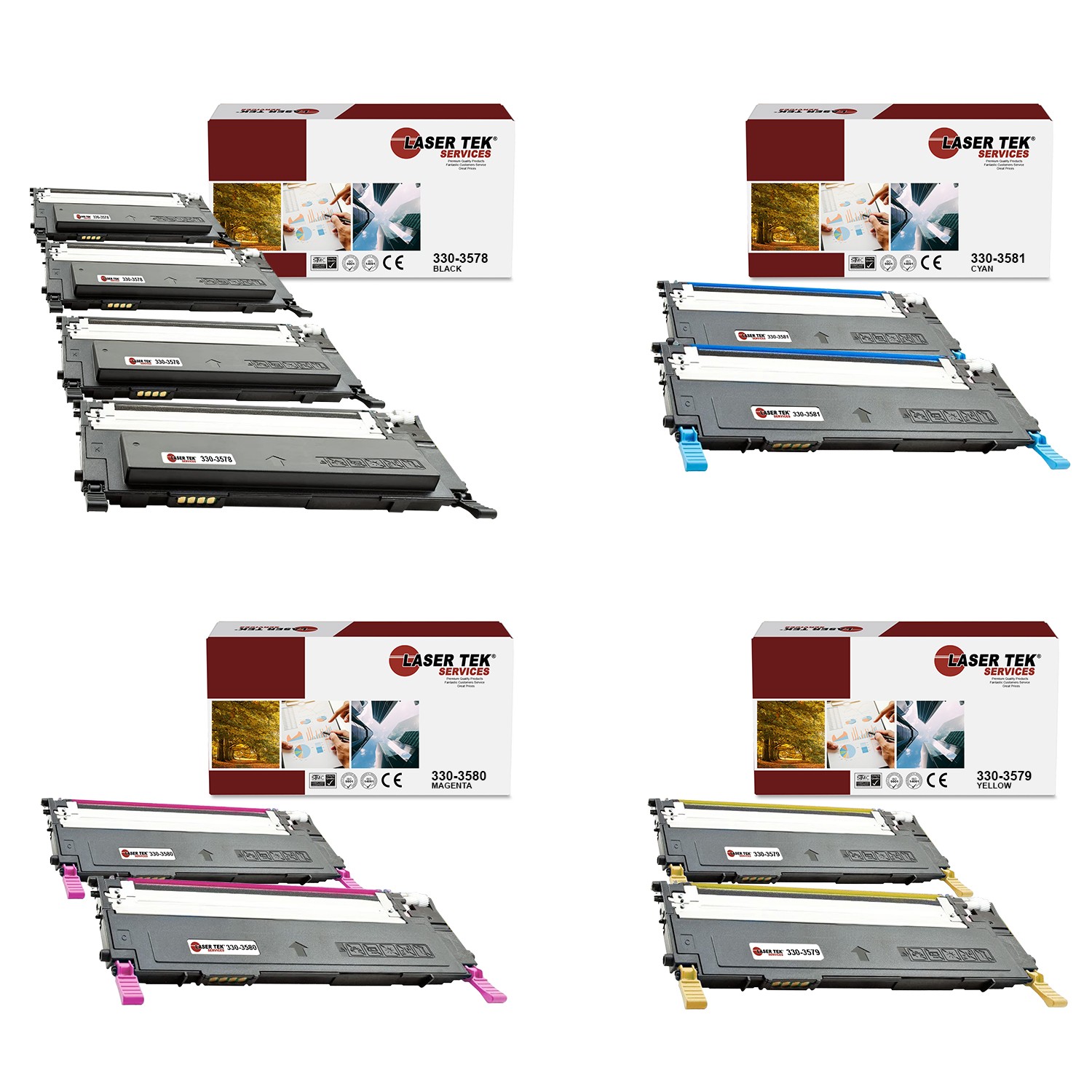 10Pk LTS 1230 B C M Y Compatible for Dell 1230C 1235CN Toner Cartridge