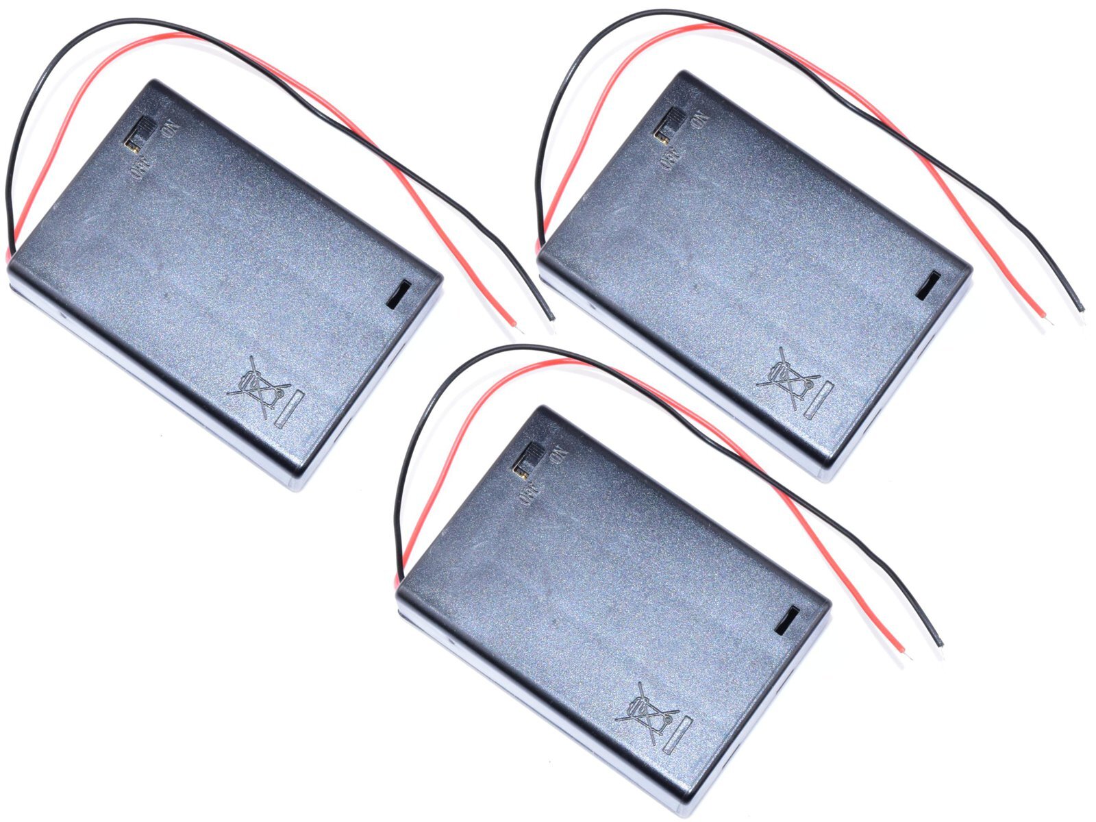 3 x Battery Box Holder 3 x AA with Lid and Power Switch