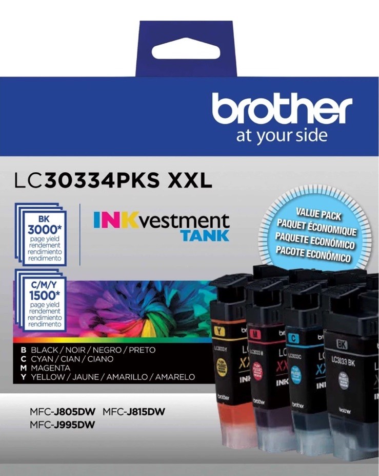 Brother LC3033XXL Black Cyan Magenta Yellow 4pk Ink Cartridges Exp 7/2025 #0803