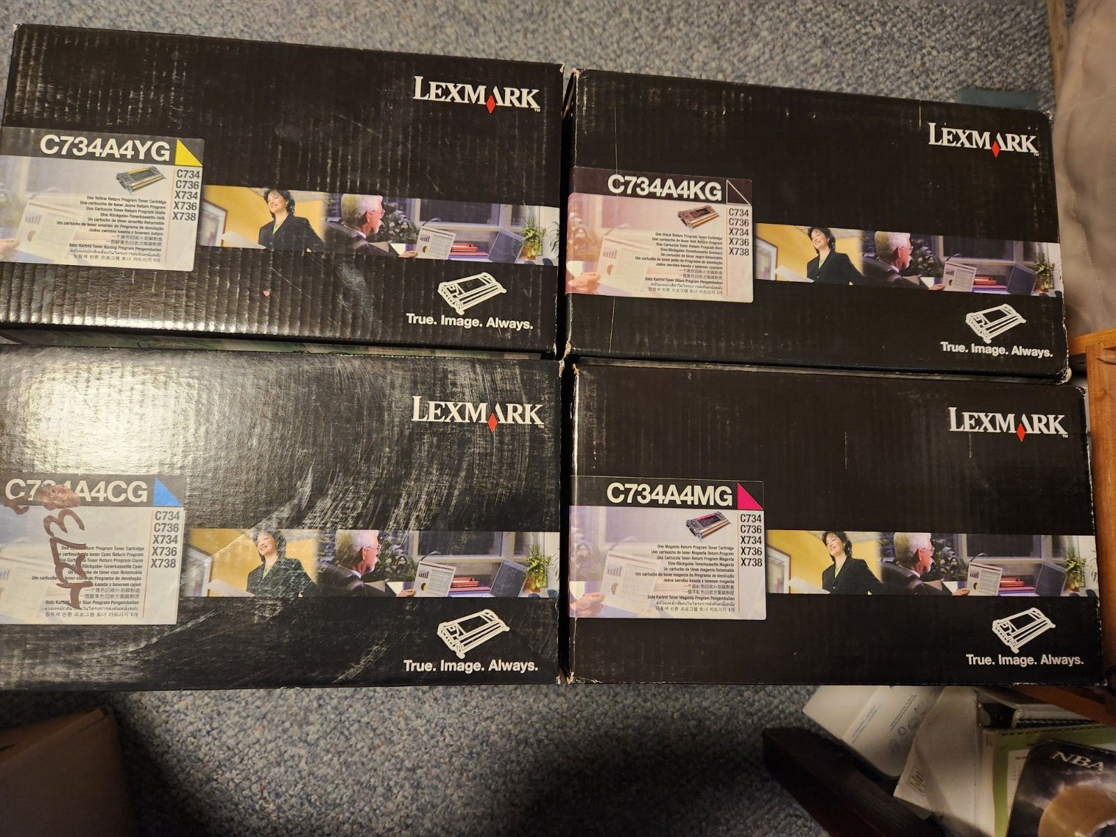 4 New Lexmark Toner Printer Ink C734A4CG C734H4KG C734A4YG C734A4MG  #A19 (LVRC)