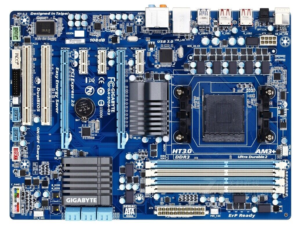 GIGABYTE GA-970A-UD3 AMD 970 DDR3 Socket AM3+/AM3 ATX Motherboard