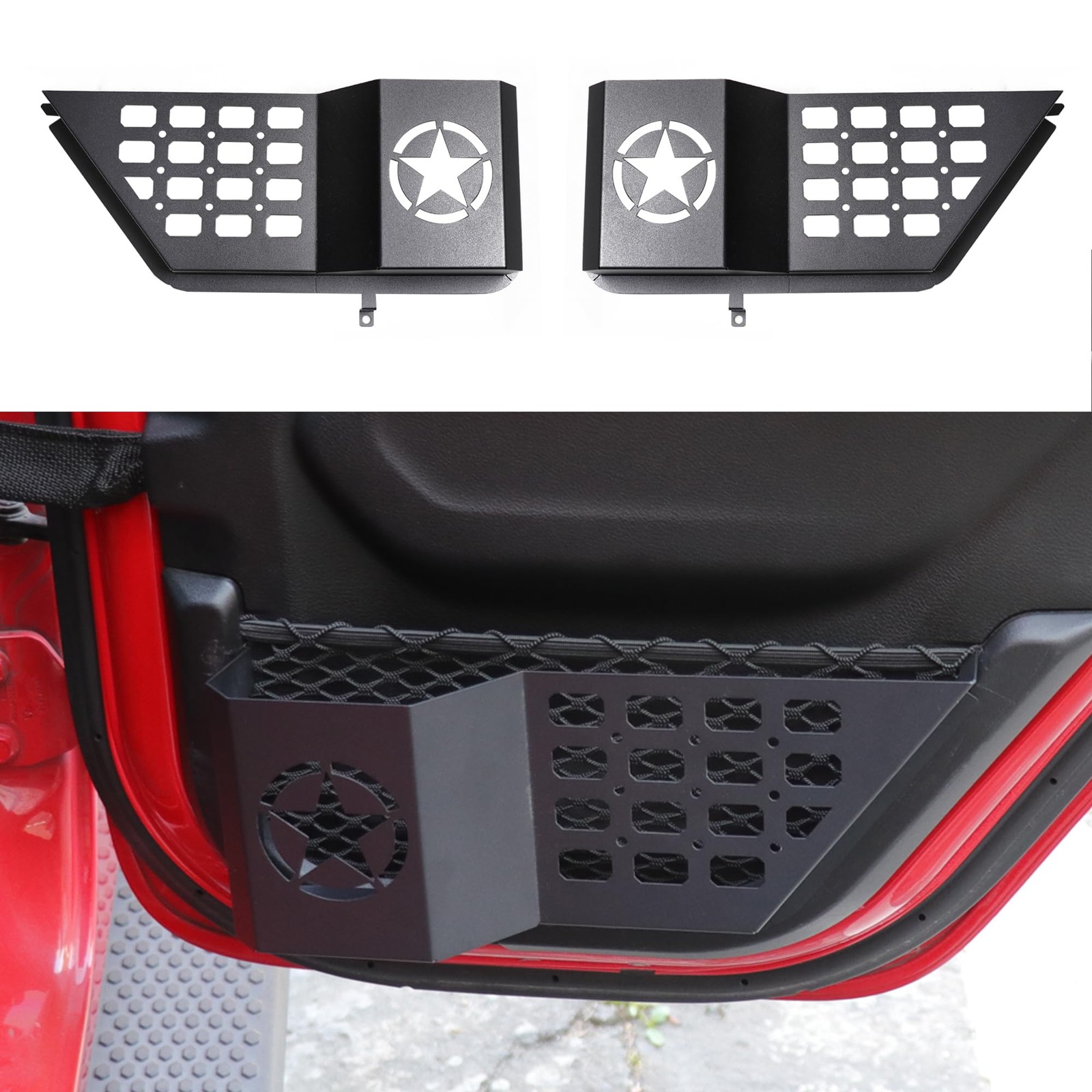 Rear Door Storage Pockets Side Insert Organizer with 2018-2024 2025 Jeep Wran...