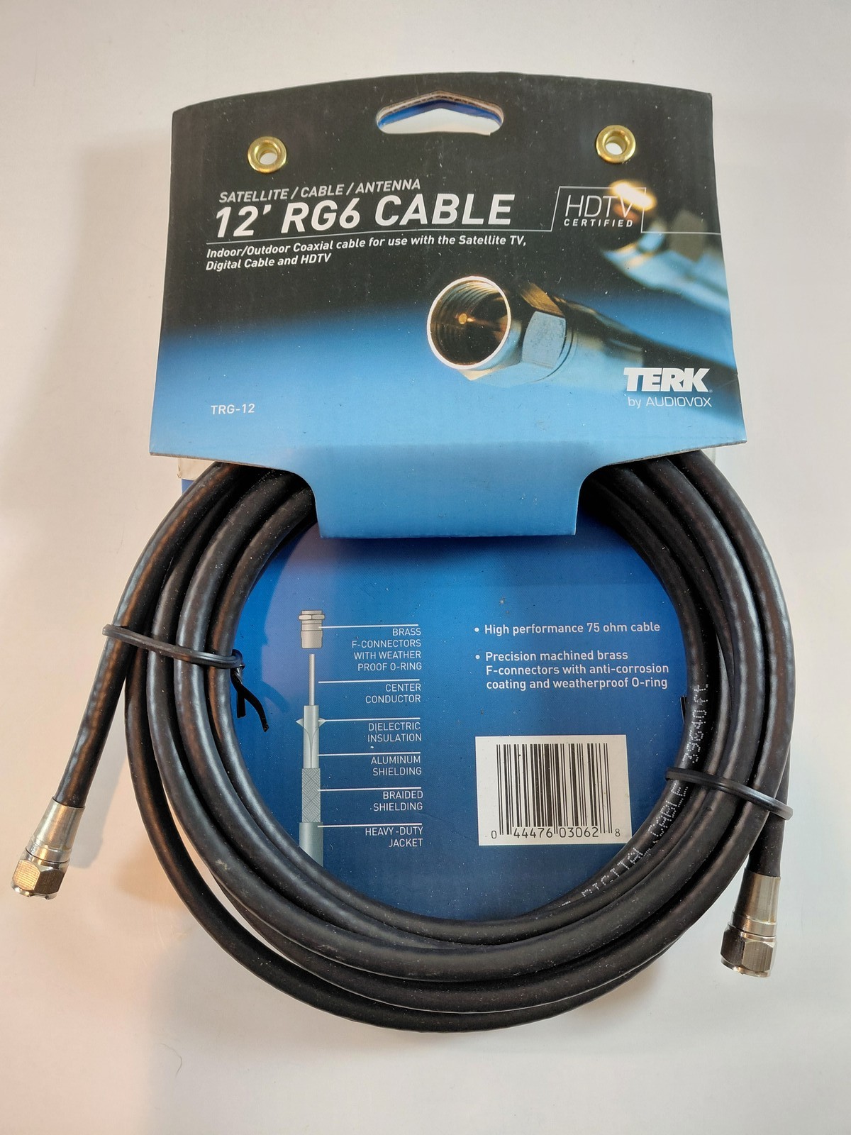 TERK by Audiovox 12 ft RG6 Coaxial Cable HDTV Certified Indoor Outdoor