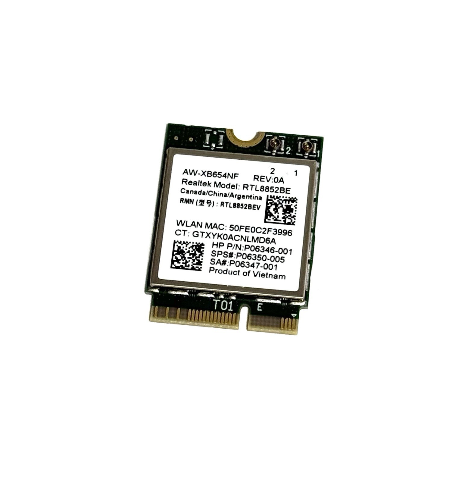 Realtek RTL8852BE WiFi 6 And Bluetooth 5.2 WAN Card M.2 2230 Dual Band 2.4 5ghz