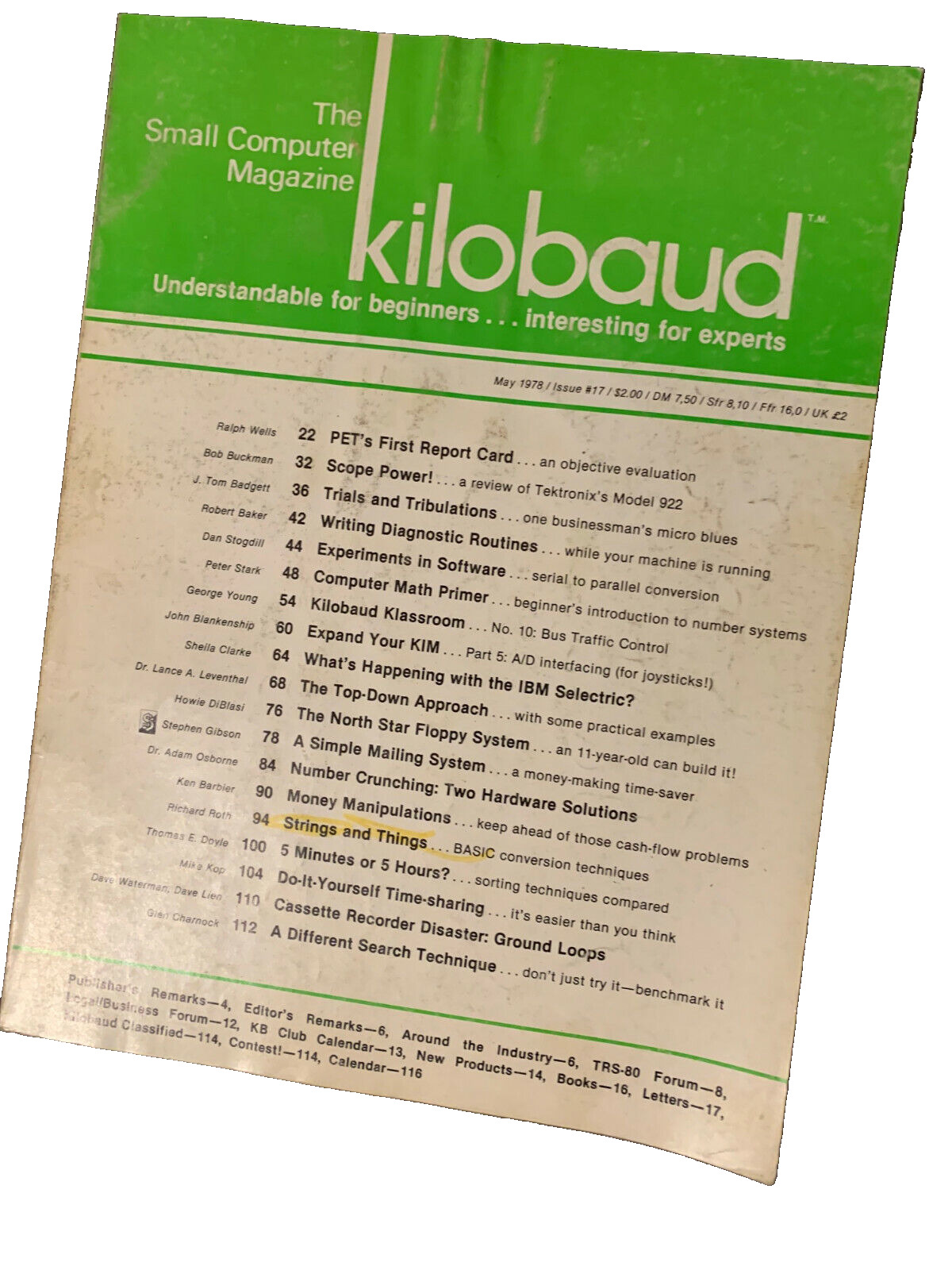 VINTAGE kilobaud Issue 17 MAGAZINE MAY 1978 RARE COLLECTIBLE UOS