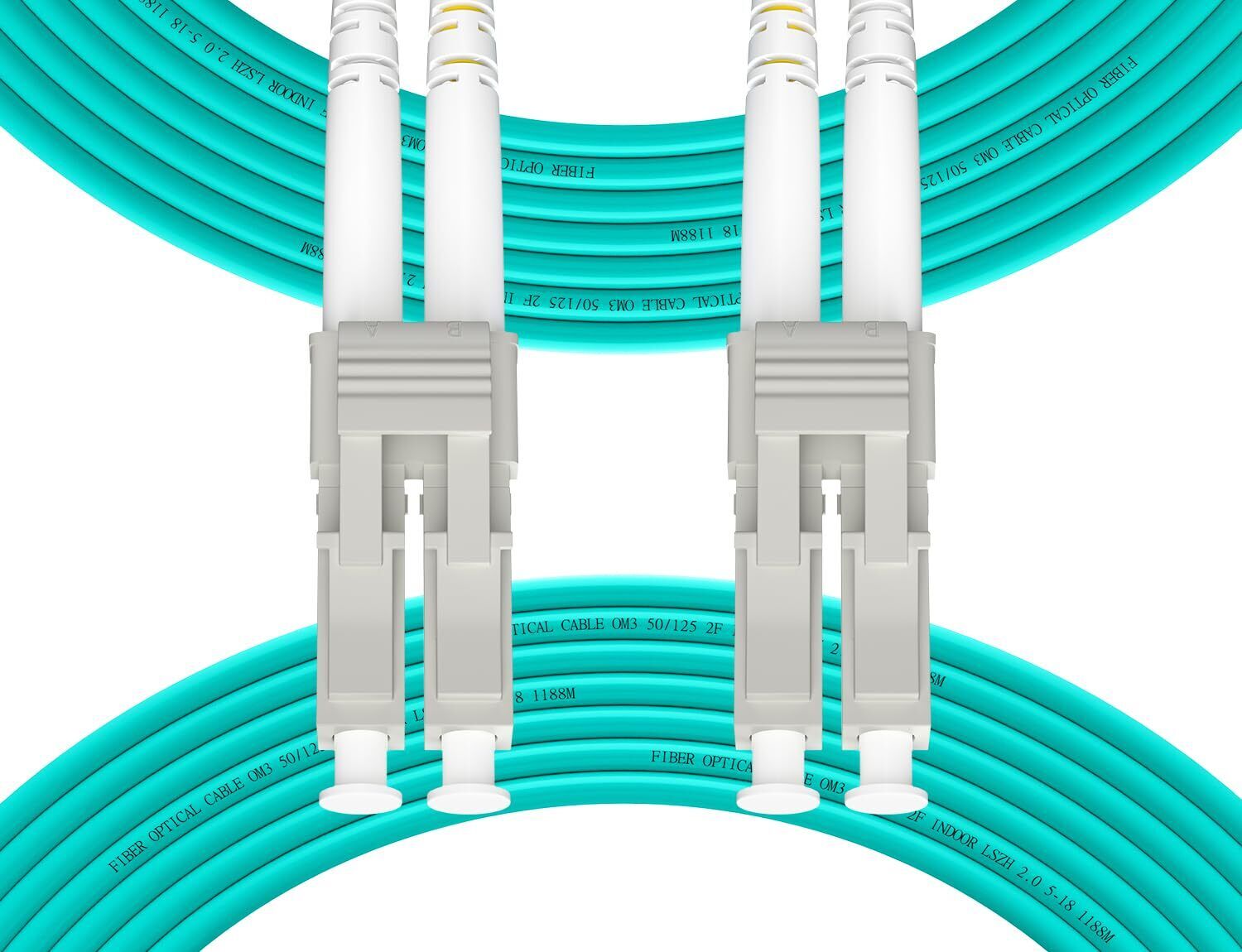 50m(164ft) OM3 LC to LC Fiber Patch Cable, 10GB Multimode Duplex Fiber Cable ...