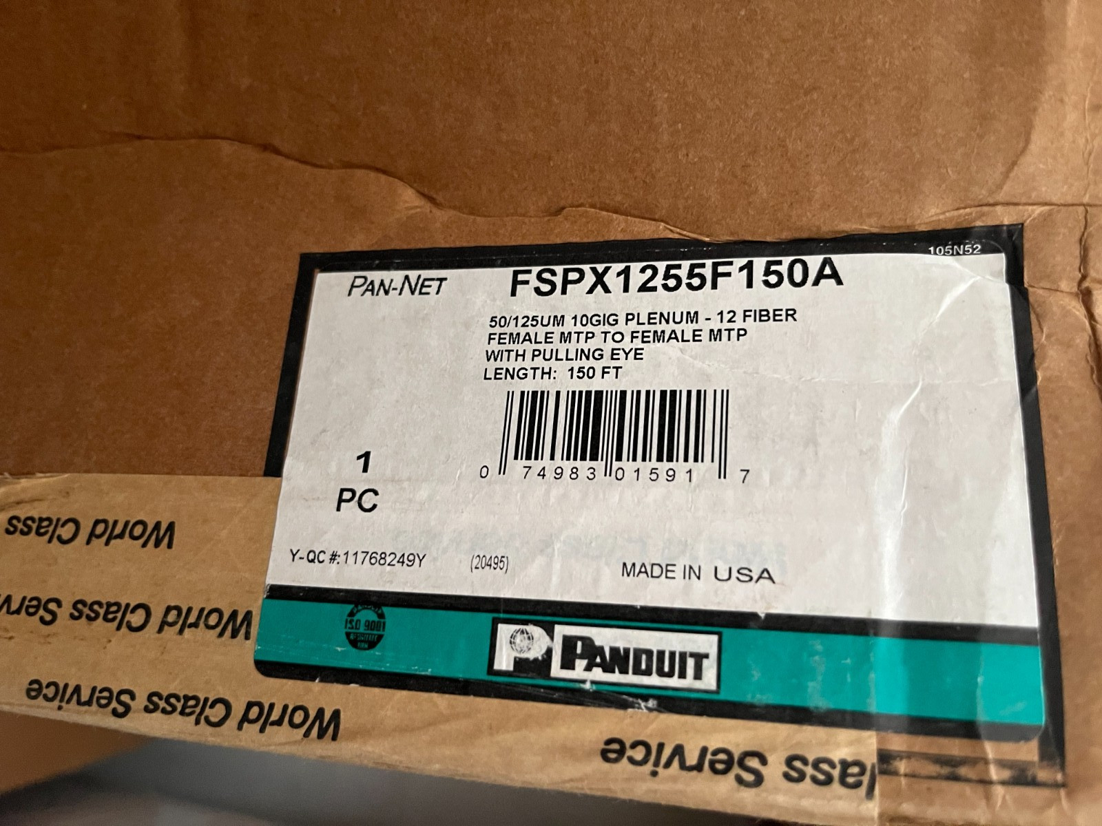 LOT OF 2 NEW PANDUIT FAPX1255F150A PAN-NET 50/125UM 12 FIBER 150FT