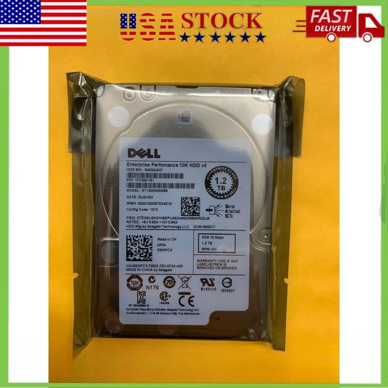 New Dell WXPCX 0WXPCX ST1200MM0088 1.2TB 10K SAS 12GB/s 2.5 in HDD Hard Drive