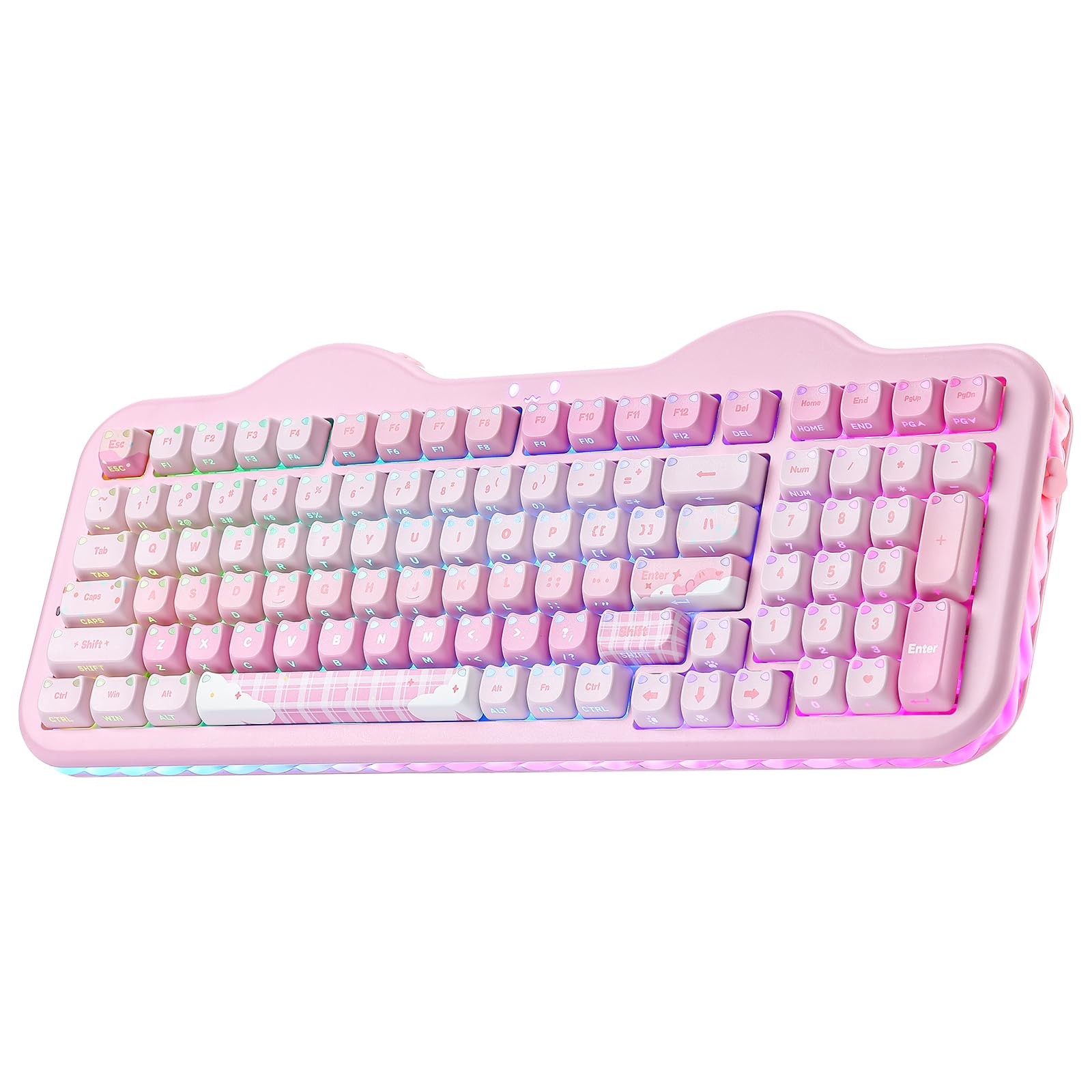 YUNZII C98 Cute Wireless Mechanical Keyboard(Pink Mao, Candy Switch)