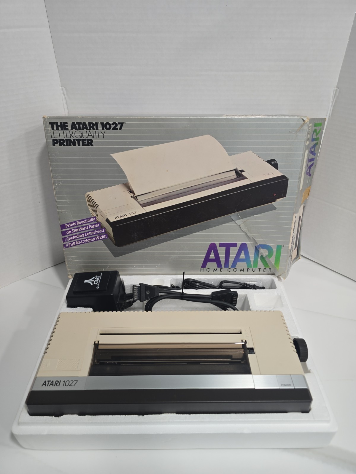 🕹 Atari 1027 Printer for Atari Home Computers w/ Power Supply & Box PARTS ONLY