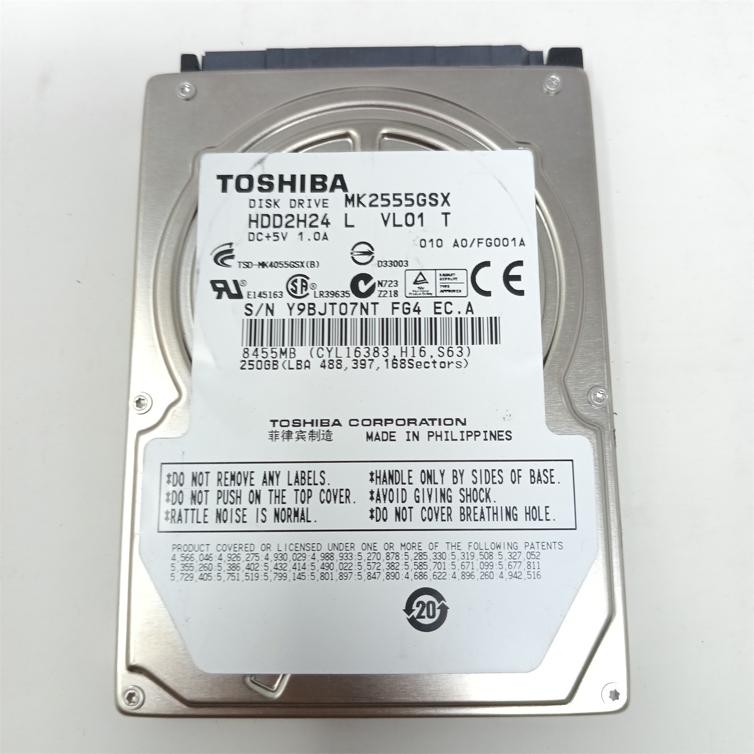 Toshiba MK2555GSX 250GB 2.5" SATA III HDD - Tested
