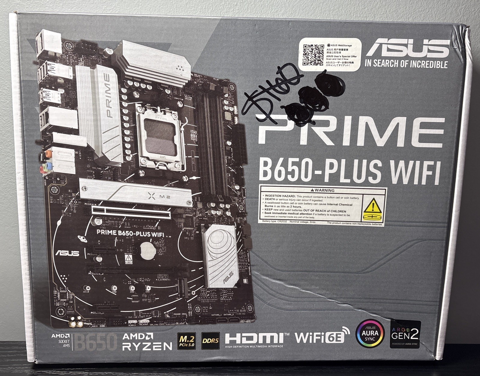 ASUS Prime B650-PLUS WiFi Motherboard AM5 Ryzen Desktop 9000/8000/7000 ATX  DDR5