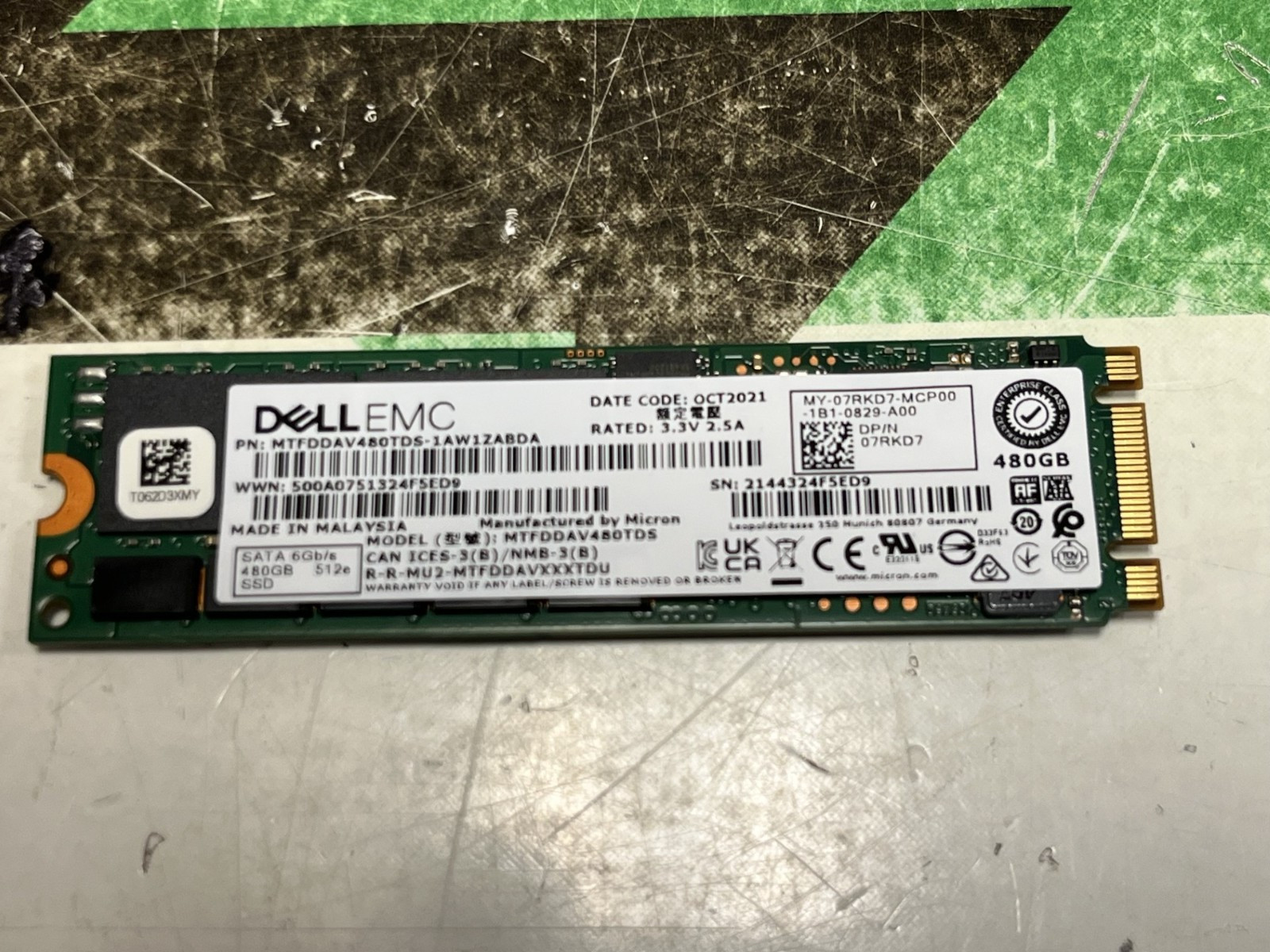 Dell 7RKD7 480GB M.2 SATA 512e 6Gbps M.2 SSD 07RKD7