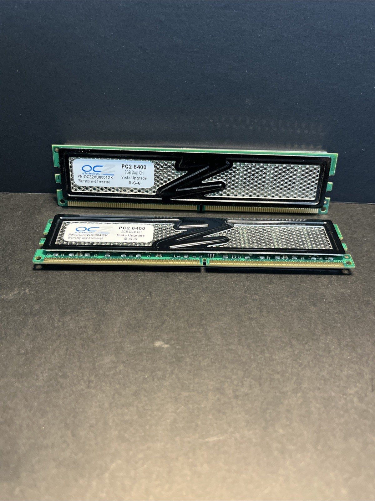 two sticks of OCZ PC2-6400 DDR2 2gigs Each PN:OCZ2VU8004GK untested