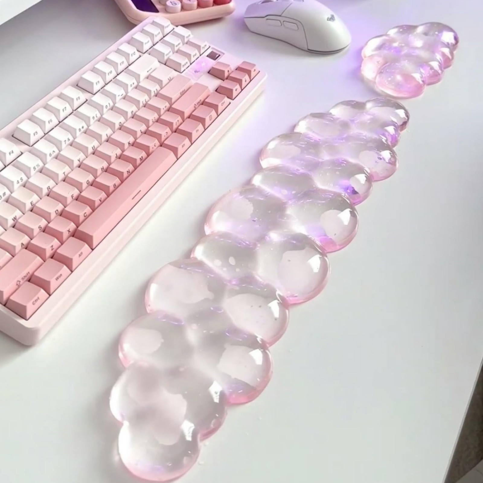 Aszqvd Mouse Pad with Wrist Rest, Soft Cloud Gel Keyboard M, Pink