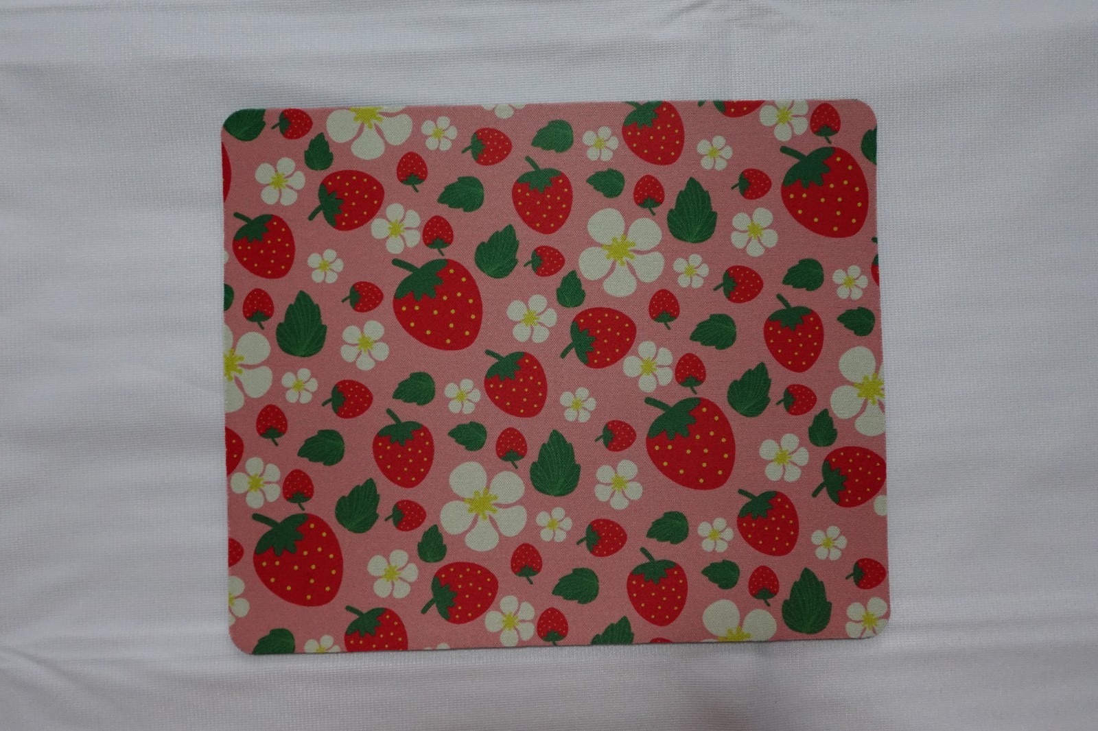 Strawberry & Flowers Mouse Pad | Pink | Handmade | Non-Slip | NEW