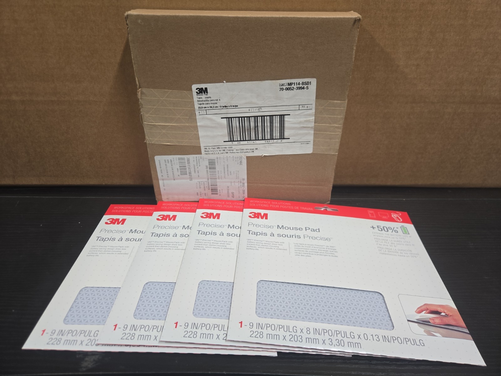 10 PACK 3M Precise Mouse Pad, Enhances the Precision of Optical Mice, 9" x 8"