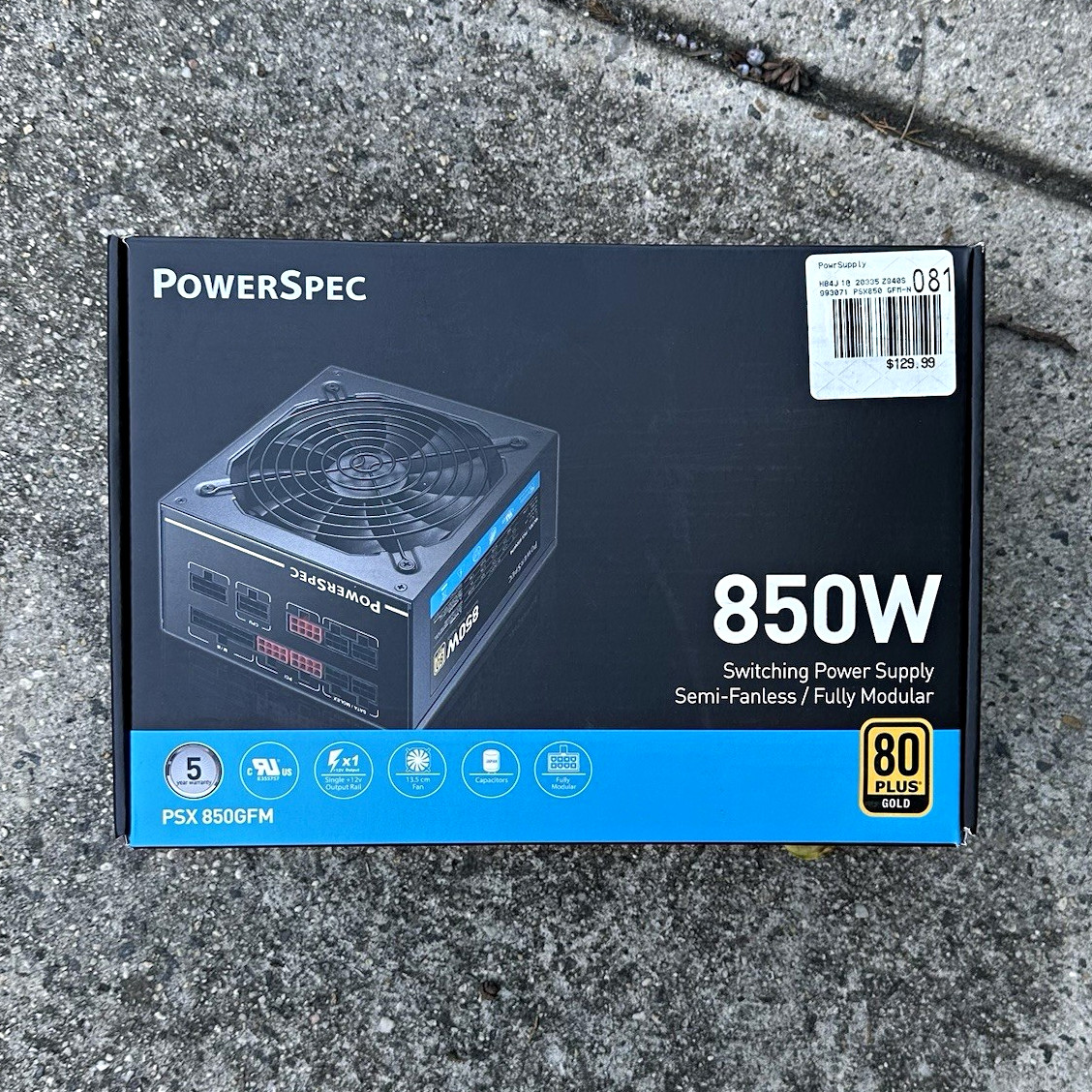 PowerSpec PSX 850GFM 850W 80 PLUS Gold Fully Modular ATX Power Supply