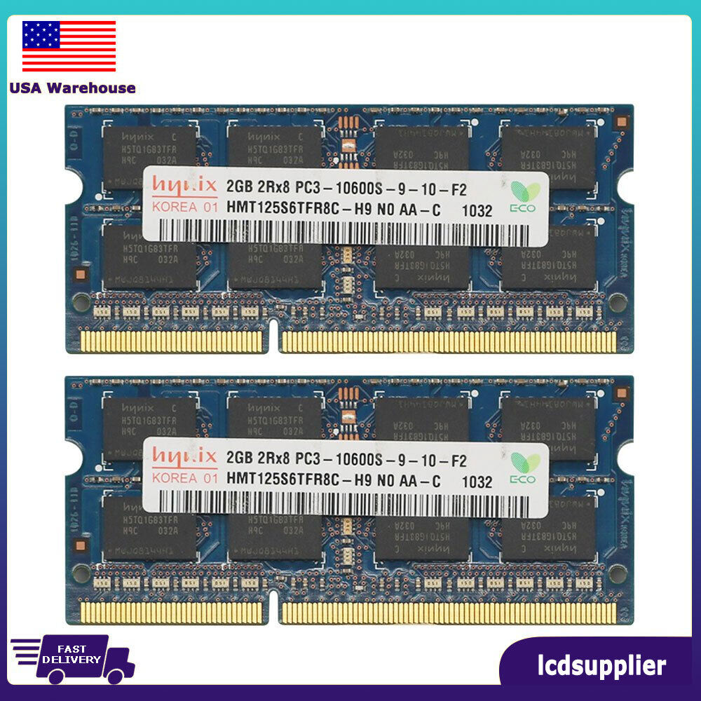 2pcs 2GB Laptop RAM For Hynix DDR3 SODIMM PC3-10600S 1333MHz 204Pin Memory
