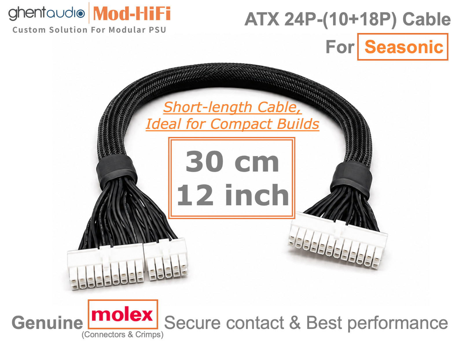 ⚡️ATX 24-Pin Cable for Seasonic FOCUS SGX Series SGX650 SGX750 -📏30cm / 12 inch