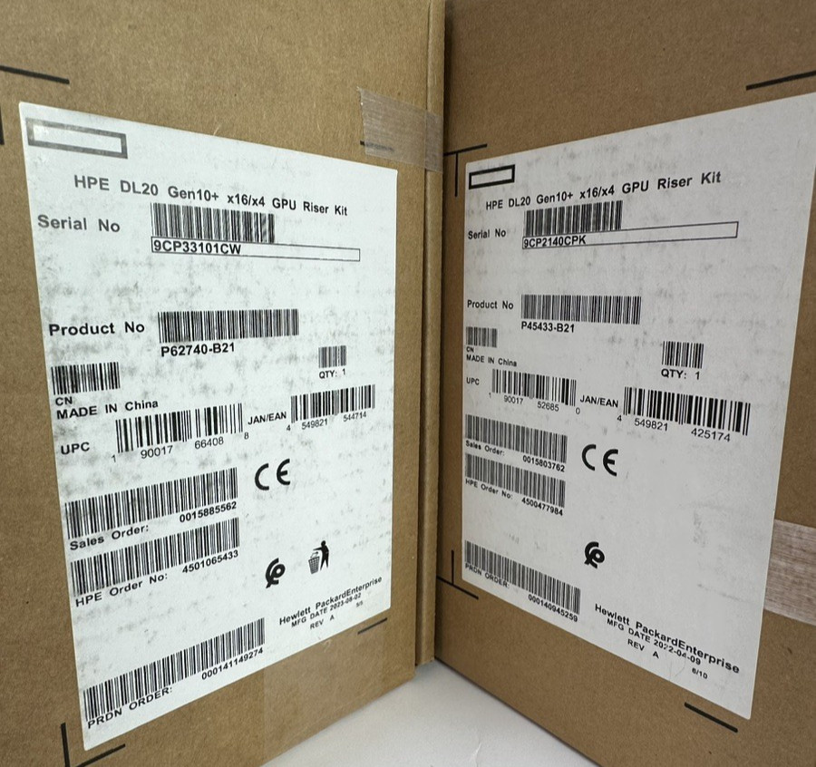 HPE P62740-B21 ProLiant DL20 Gen10+ Plus x16/x4 GPU Riser Kit P45433-B21