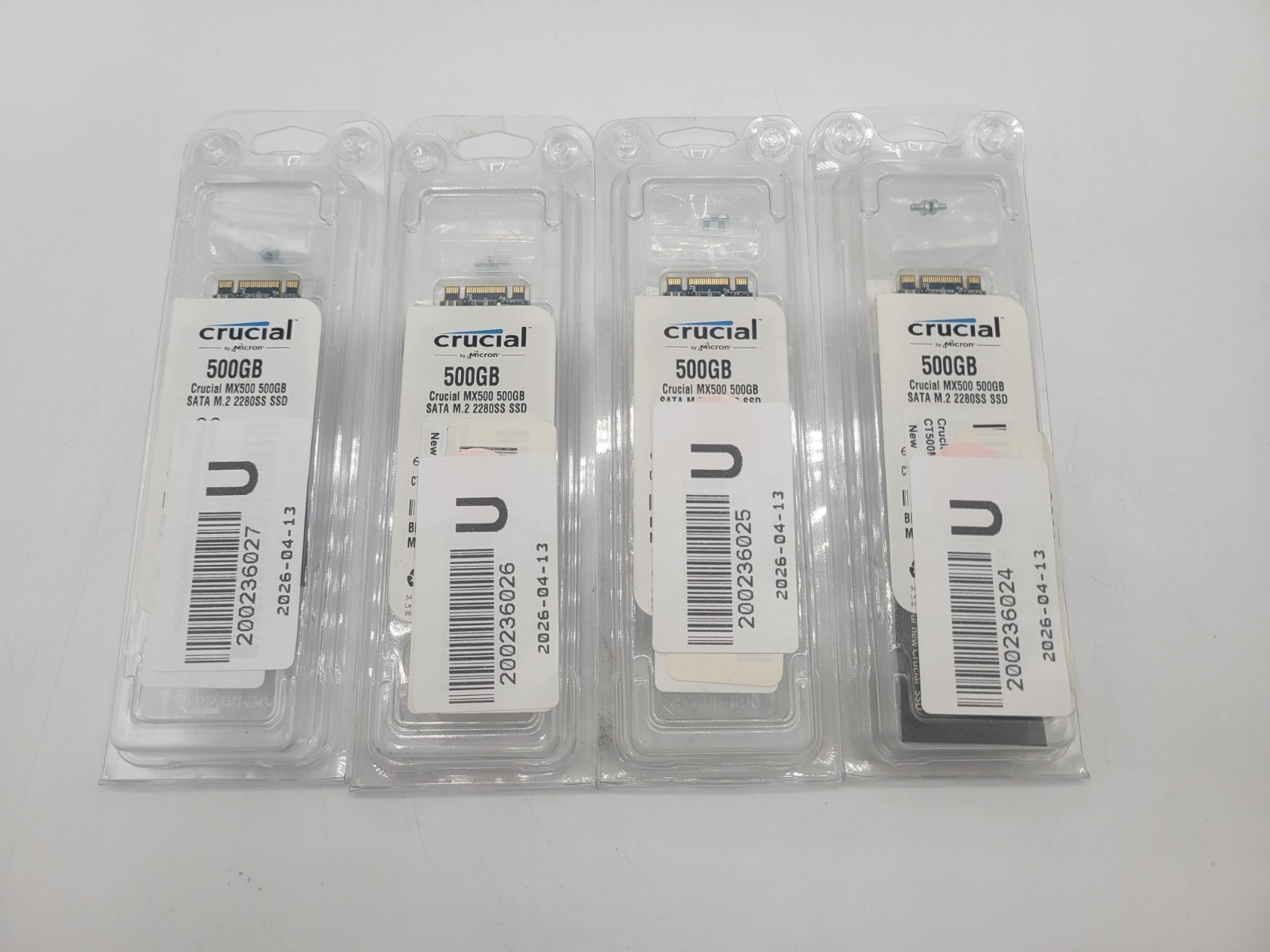 Crucial MX500 500GB M.2 2280 SATA III Internal SSD PC CT500MX500SSD4 - Lot of 4