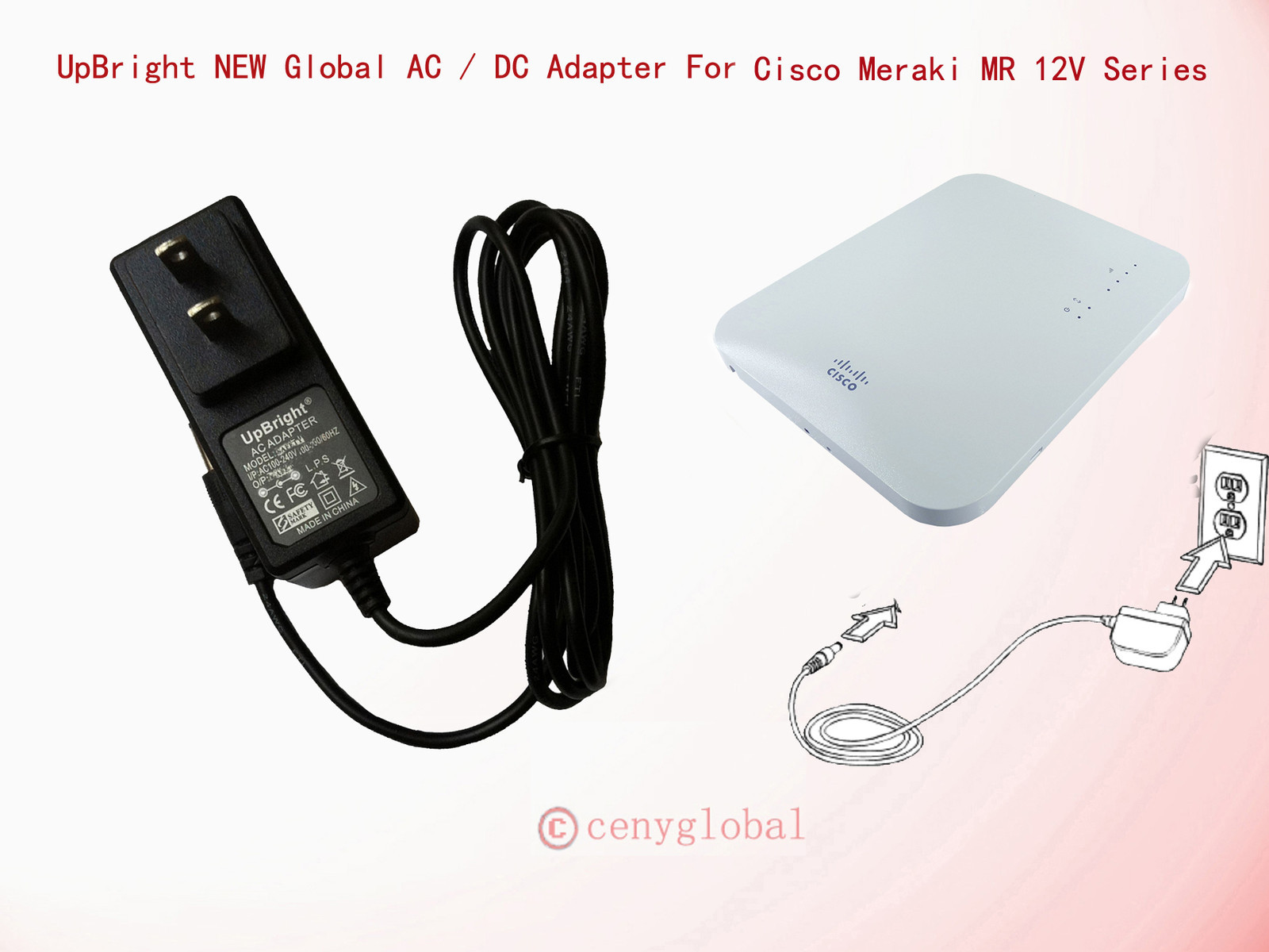 AC Adapter For Cisco Meraki  Cloud Managed Access Point  MR Series Power Supply