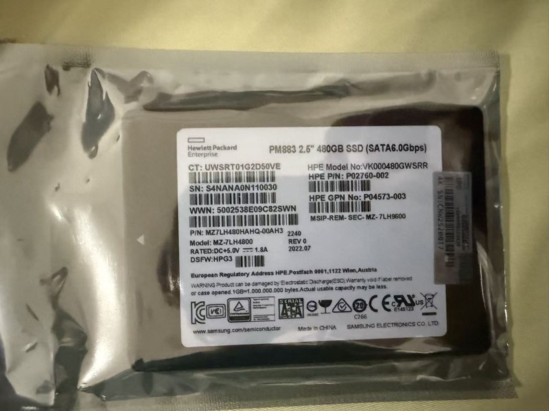 NEW HPE 2.5" 480GB SATA 6G GEN9 G10 Server SSD Replace 875470-B21 875863-001