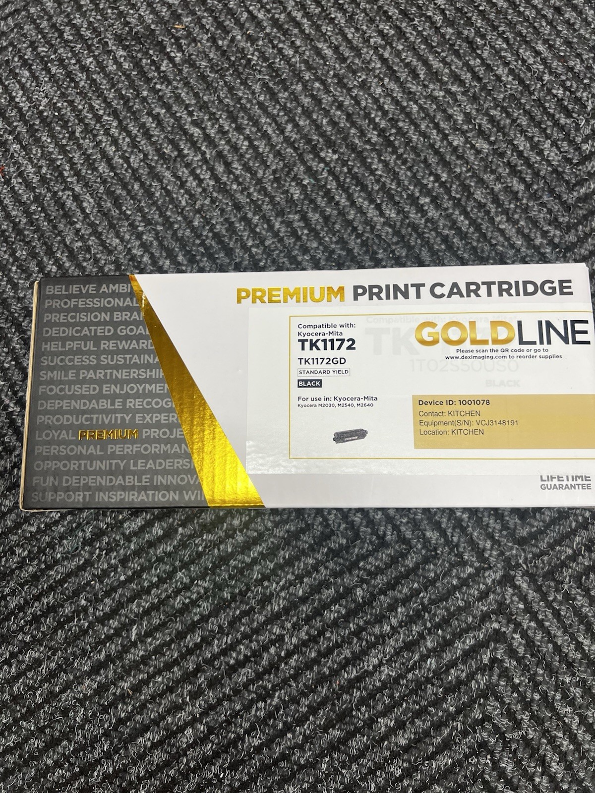 Kyocera TK1172 Black Toner Cartridge. Golden Line