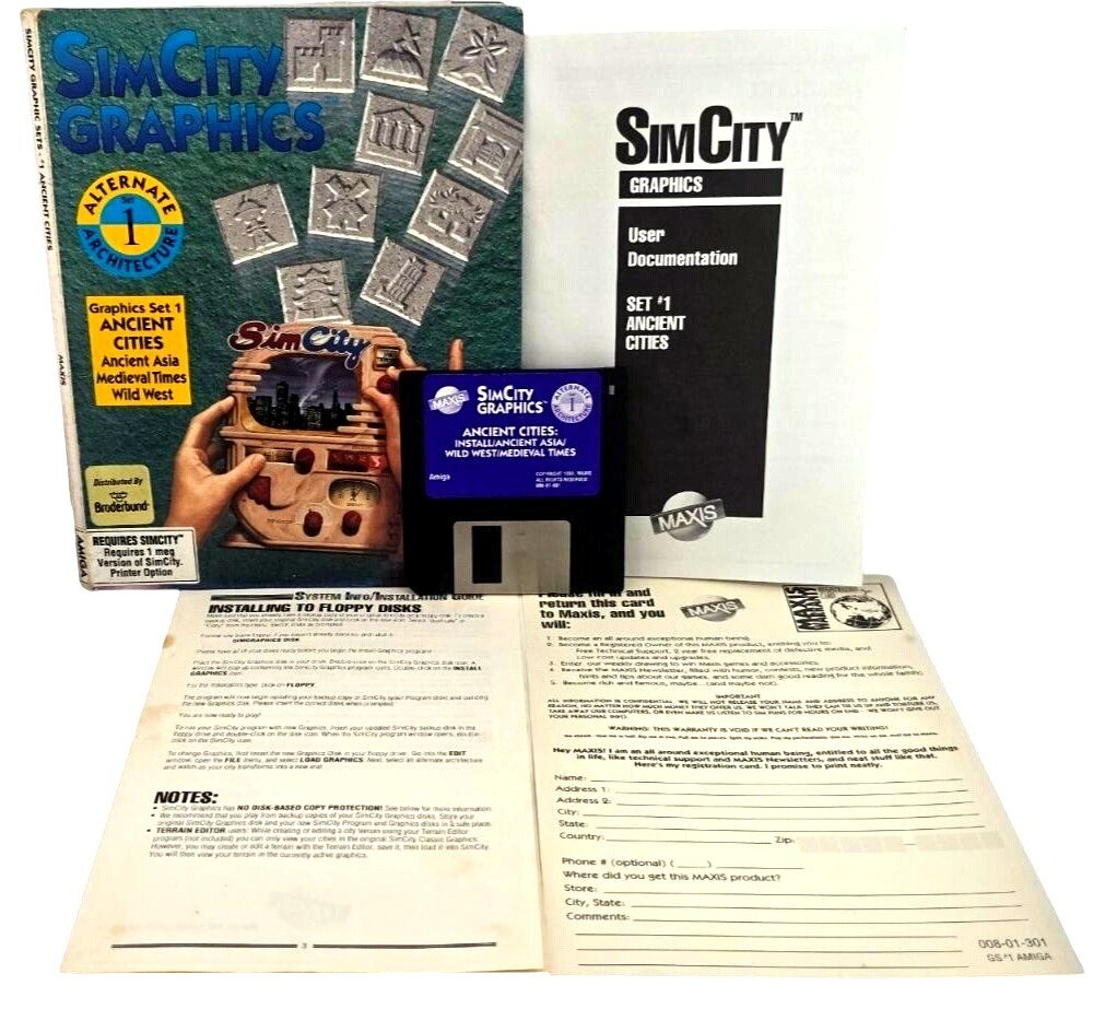 SIMCITY GRAPHICS SET 1 ANCIENT CITIES Commodore AMIGA Vintage Asia West Medieval