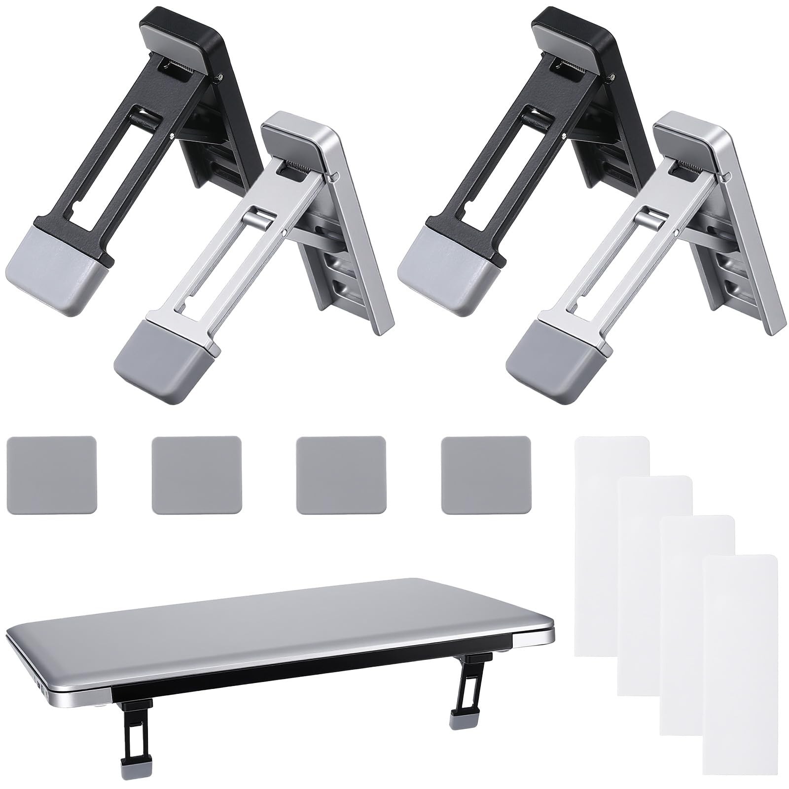 4 Pcs Portable Laptop Stand for Desk Foldable Keyboard Riser Silver
