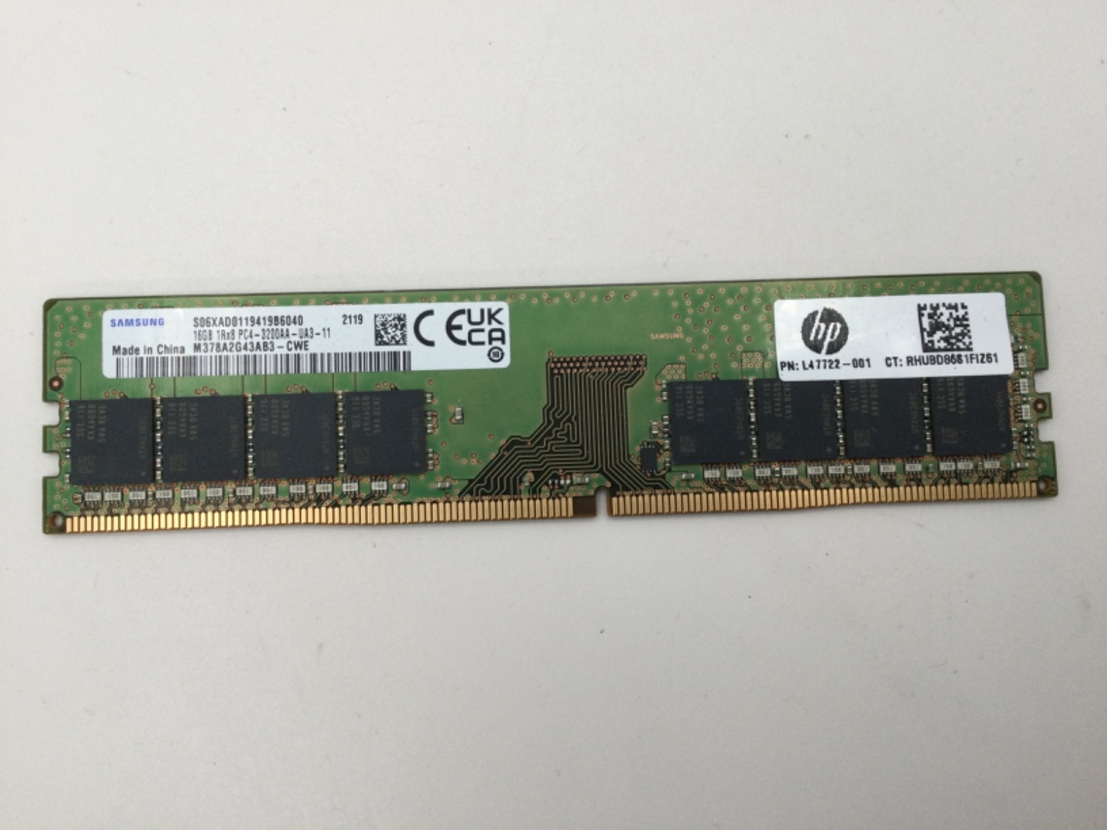 Samsung 16GB (1x16GB) 3200MHz M378A2G43AB3-CWE 1RX8 PC4-3200AA-UA3 Desktop RAM