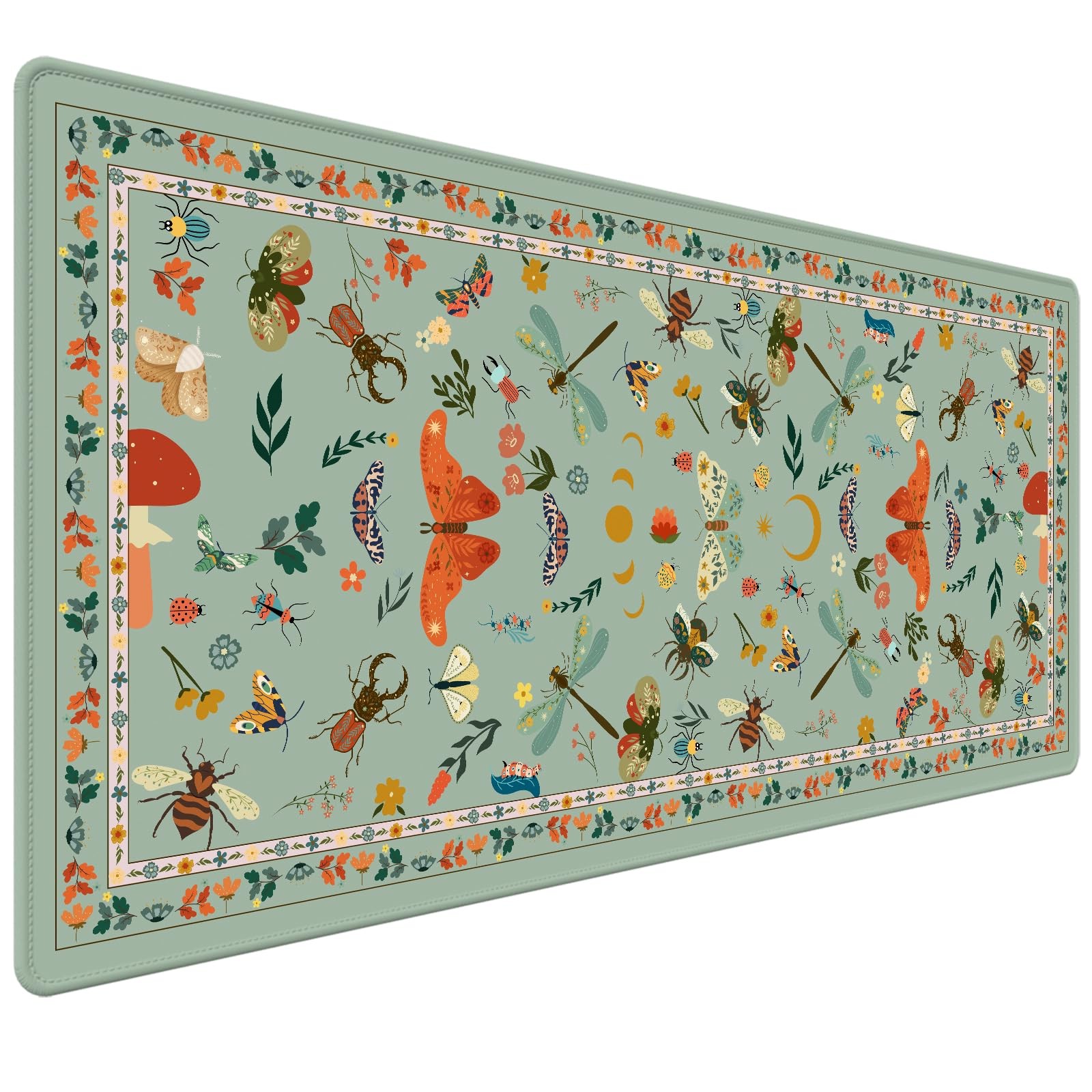 HUADO Large Desk Mat, Cottagecore Mouse Pad with Stitched Edges, Extended Key...