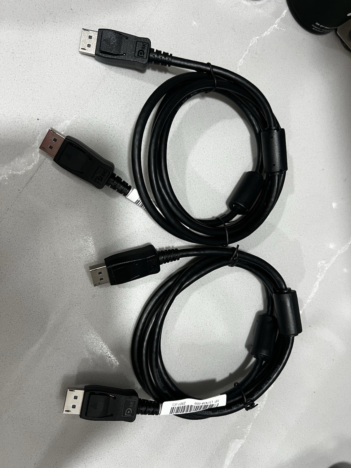 2x Genuine HP DisplayPort 1.4 4K 60Hz DP to DP 1.8m Black Cable L57438-009 Lot/2
