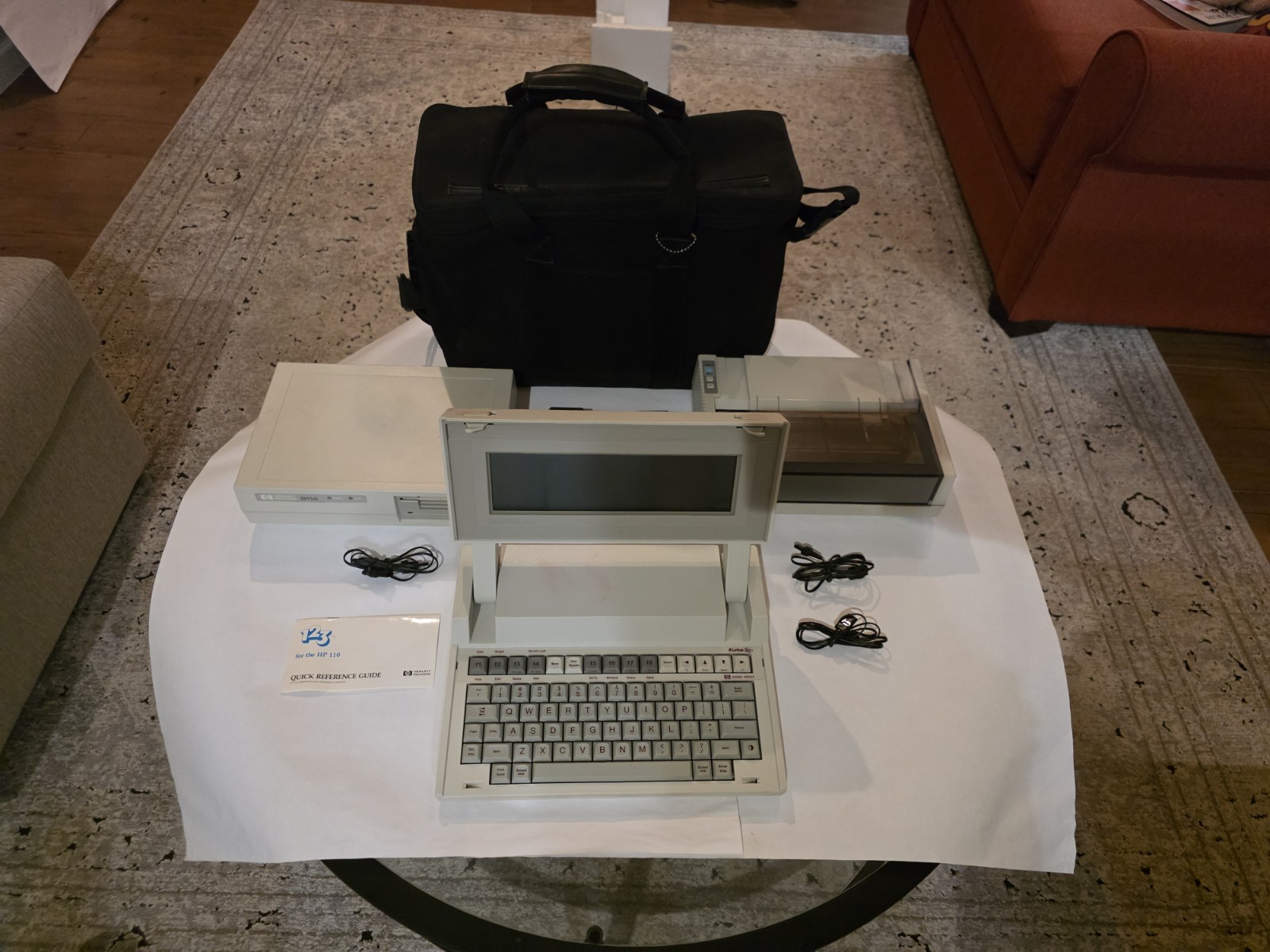 HP Portable 110 Computer, HP 9114 Floppy Drive, HP 2225B Printer,  HP Bag Lot