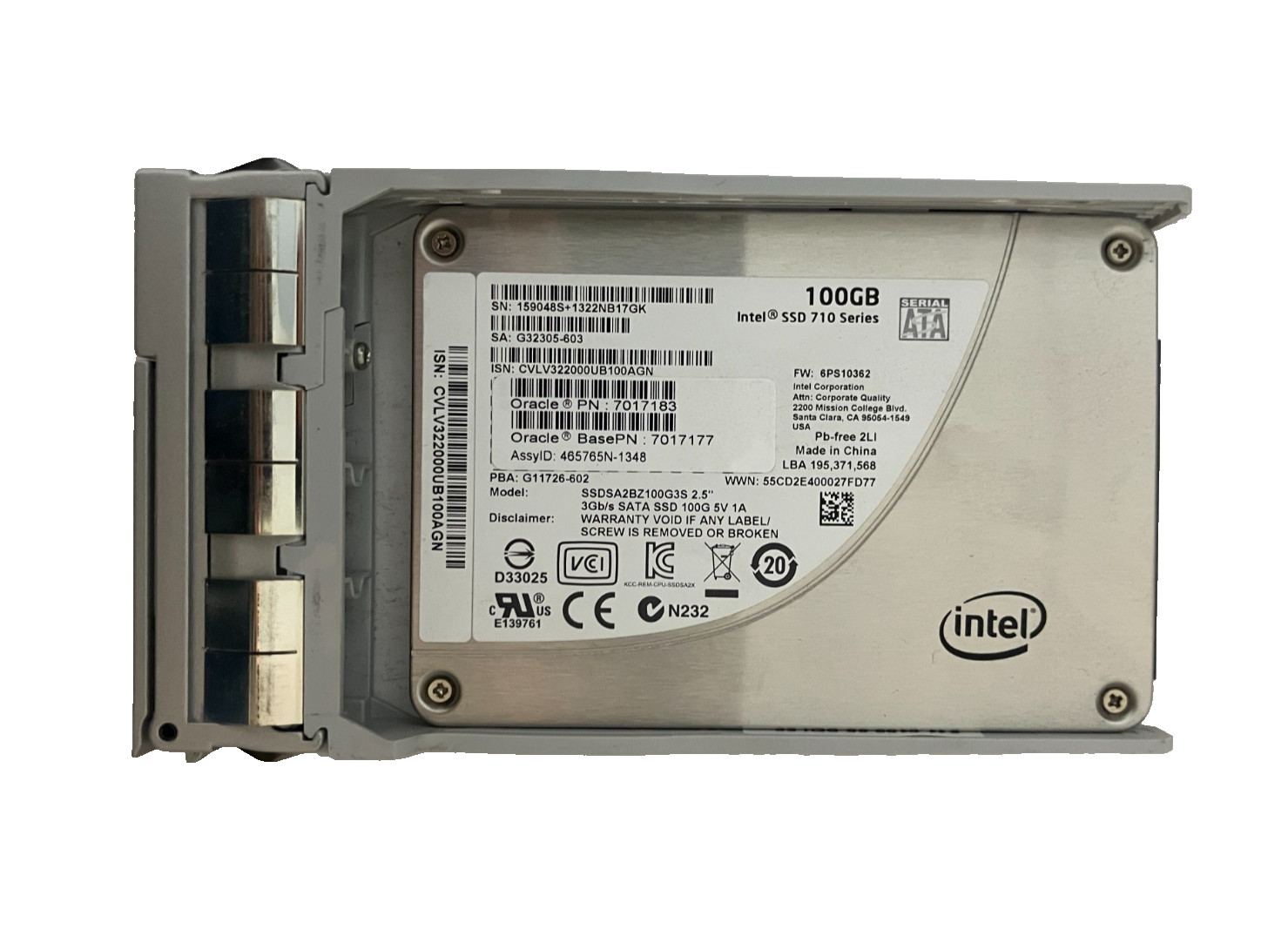 INTEL SSD 710 SSDSA2BZ100G3S 100GB SATA 2.5" 512b/s 7017183 99% Health