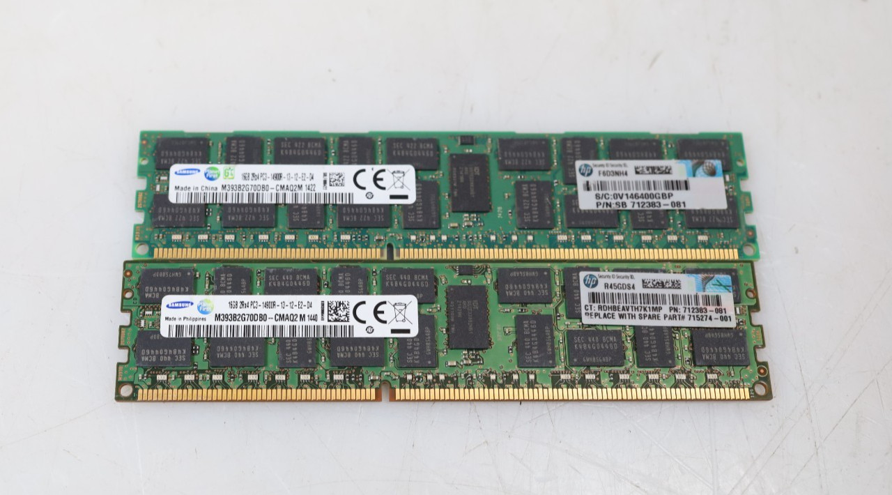 Lot 2x 16GB (32GB) Samsung M393B2G70DB0-CMAQ2M PC3-14900R 1866MHz DDR3 RDIMM